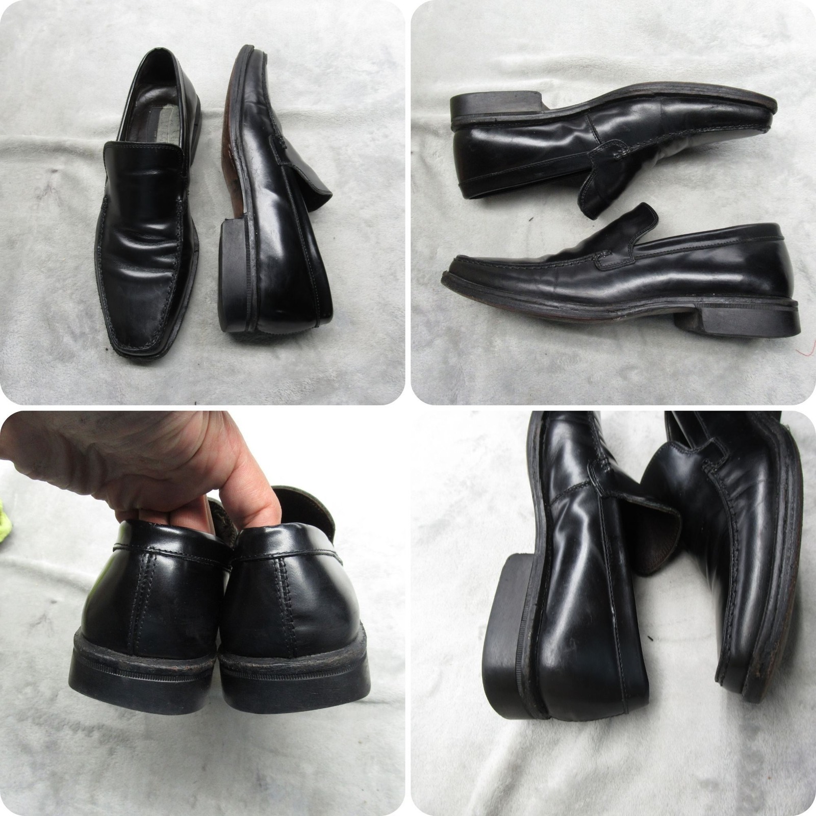 Kenneth Cole Dress Shoes Men 8.5 Black Leather Loafers Made In Italy Formal Rare